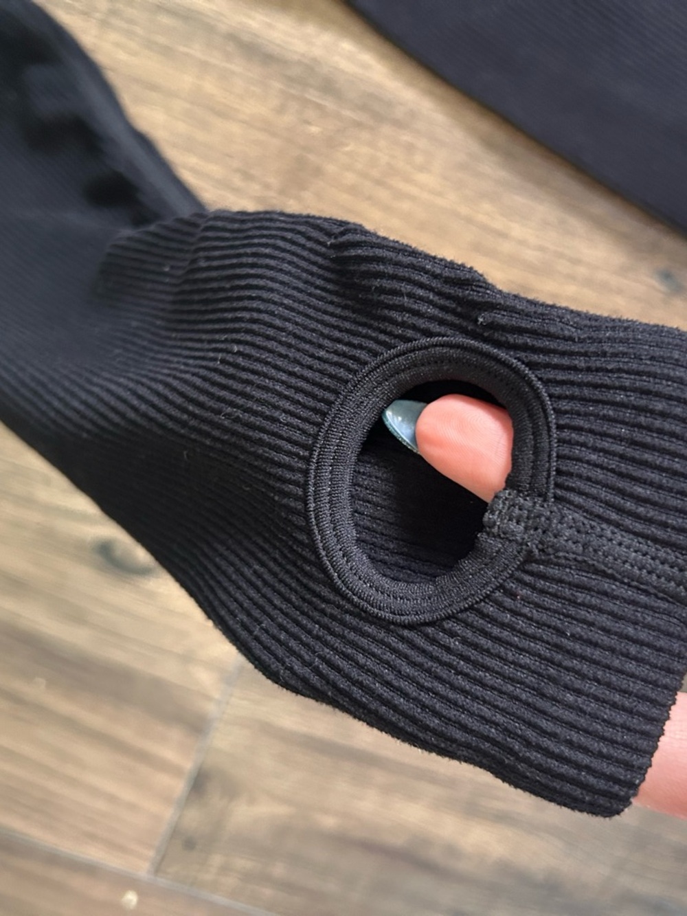 Black Long Sleeve Ribbed Jumpsuit - Picture 3 of 4